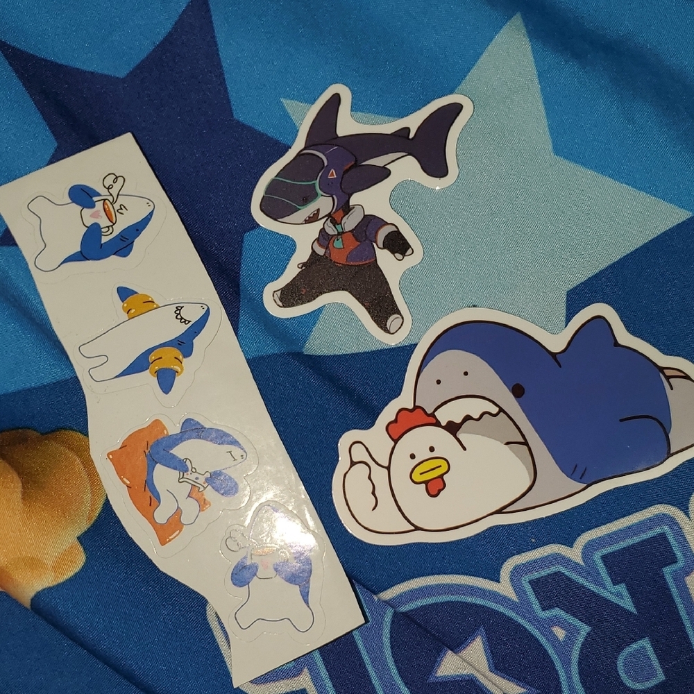 🌈FREE W/BUNDLE🌈 Set Of 3 Cartoon Shark Stickers